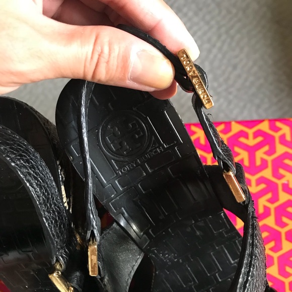Gorgeous Tory Burch black platforms wedges EUC! - Picture 4 of 6